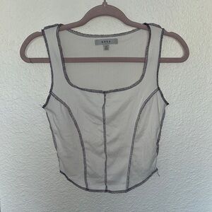 Gaze Purple stitch and White Tank Top